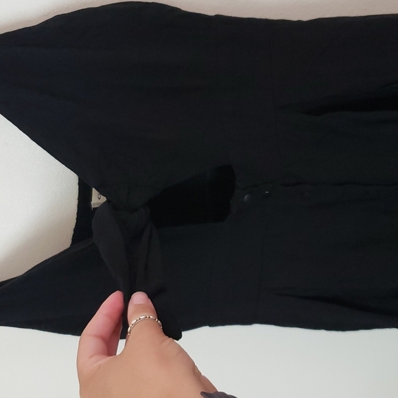 Gilli dress, tie front, cut out bust, button front, black, feminine, midi dress - Picture 9 of 9